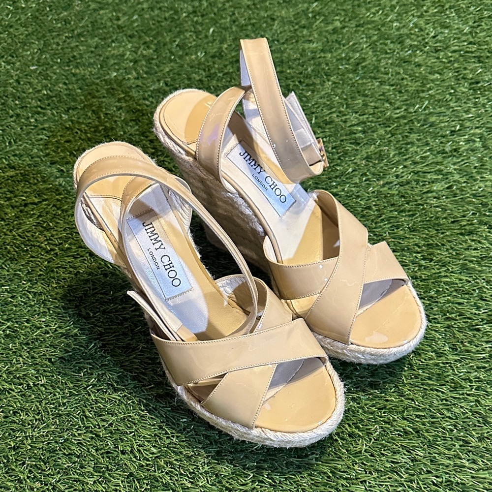 Jimmy Choo Beige Espadrille Wedges